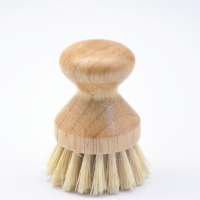 Natural sisal vegan bristle bamboo and wooden pan bowl kitchen brush